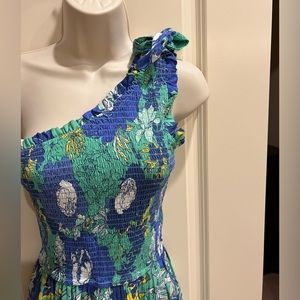 Japna Smocked One Shoulder Dress Small